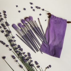 New Purple Makeup Brush Set with Matching Pouch